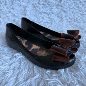 Vivienne Westwood for Melissa Jelly Flats with Peep Toe Bow Size 7